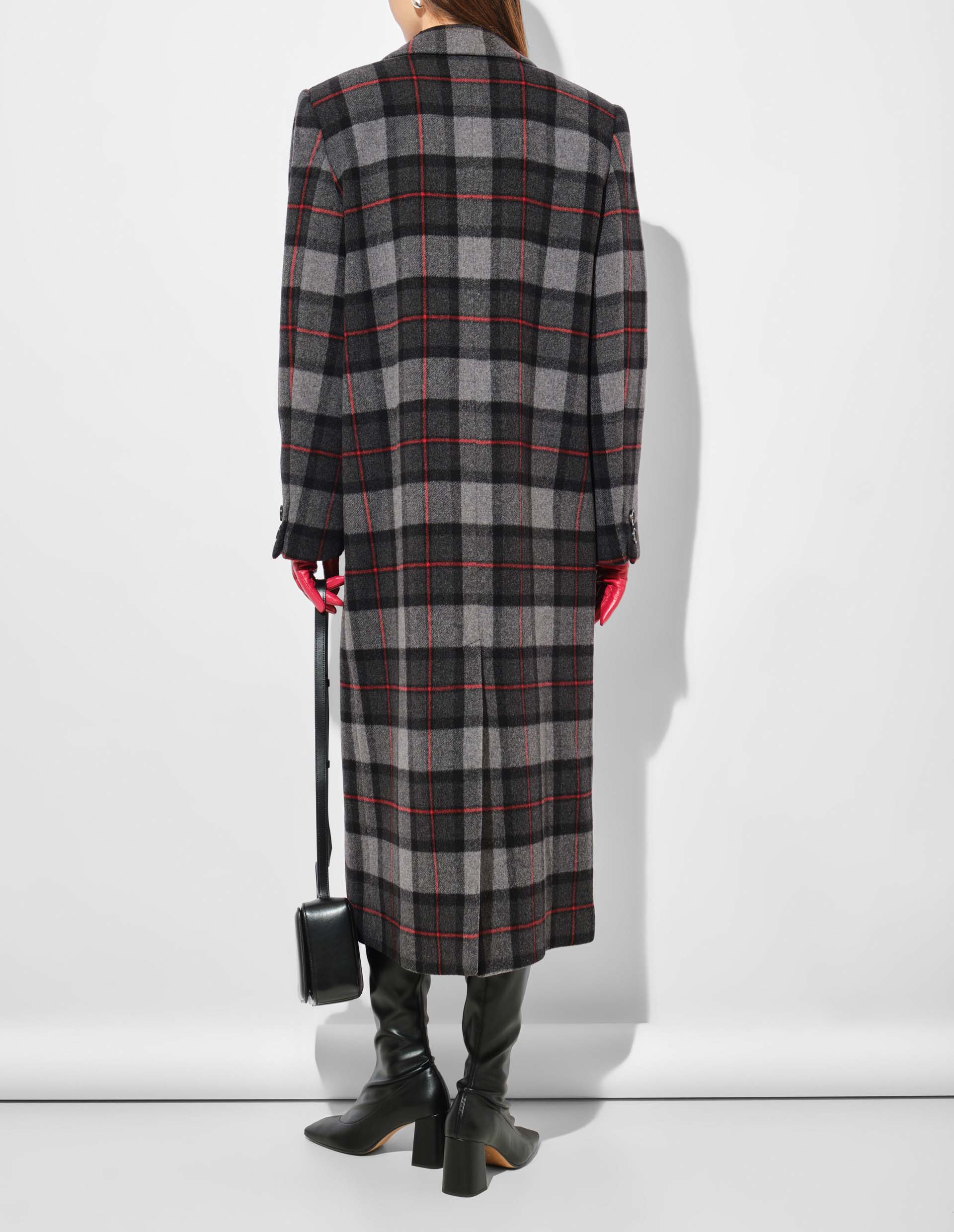 Шерстяное двубортное пальто в клетку MSGM | Фото 3
