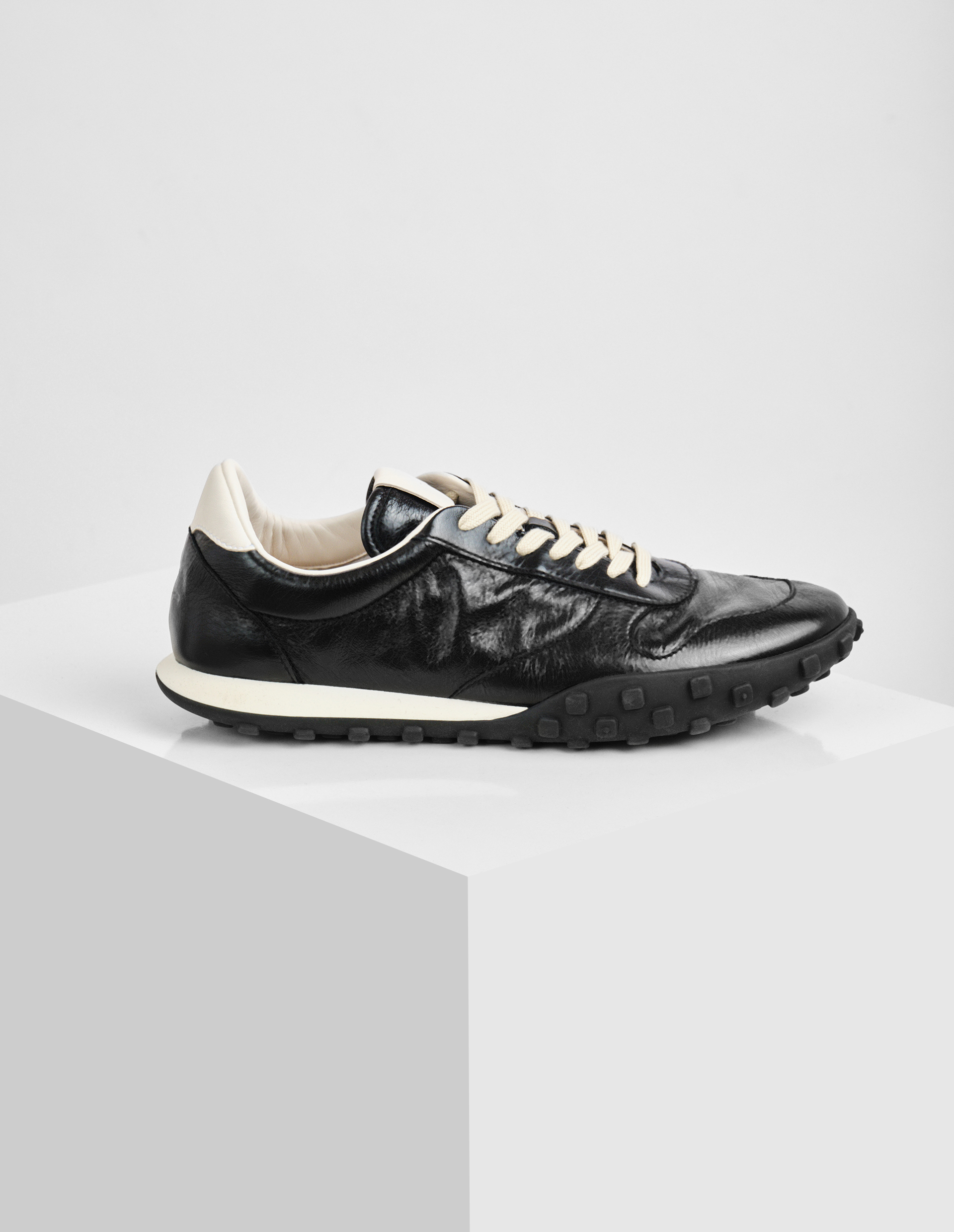 Черно-белые кроссовки Moon из 100% кожи оленя Jil Sander