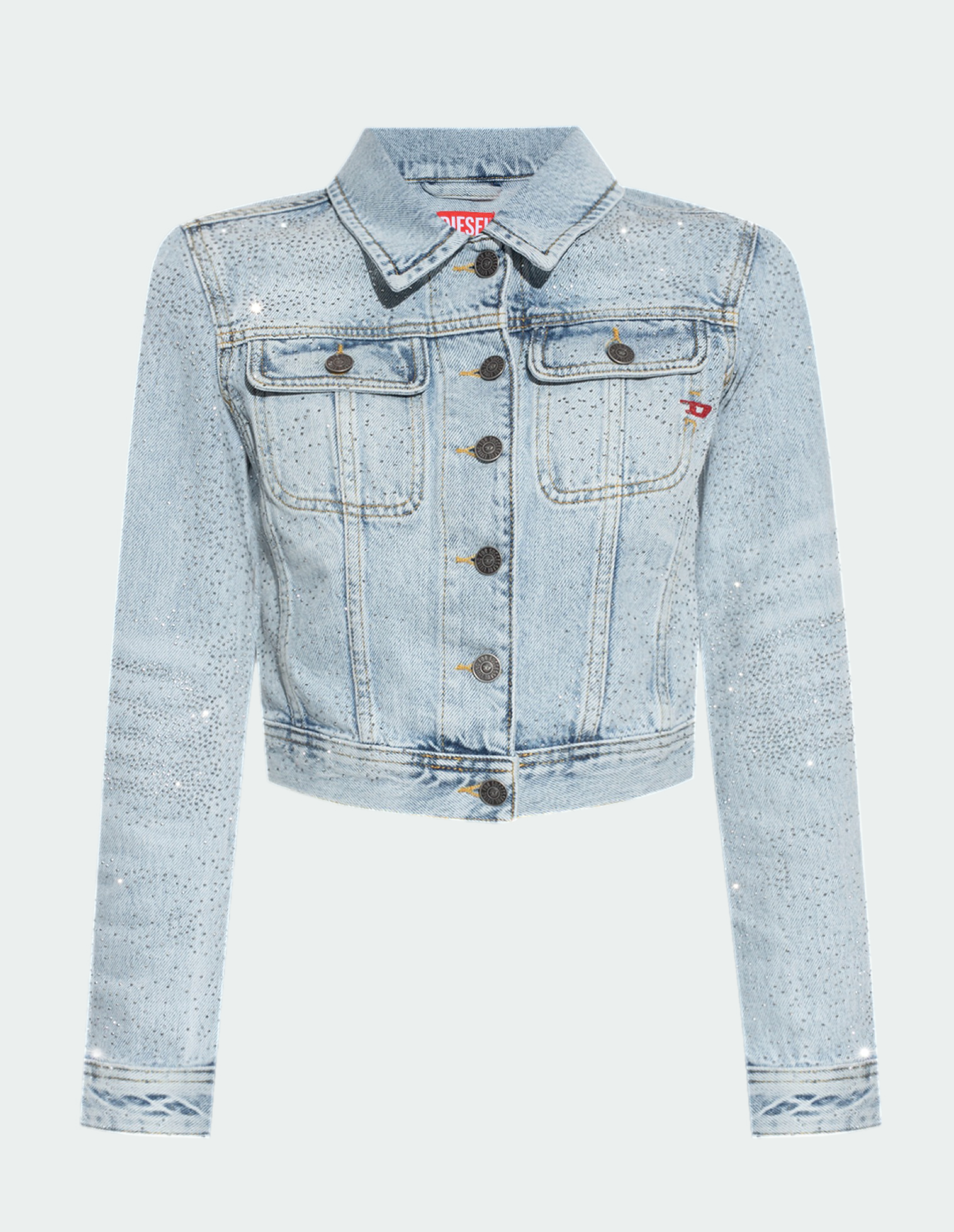 Голубая укороченная джинсовая куртка De-Slimmy-S в стразы DIESEL