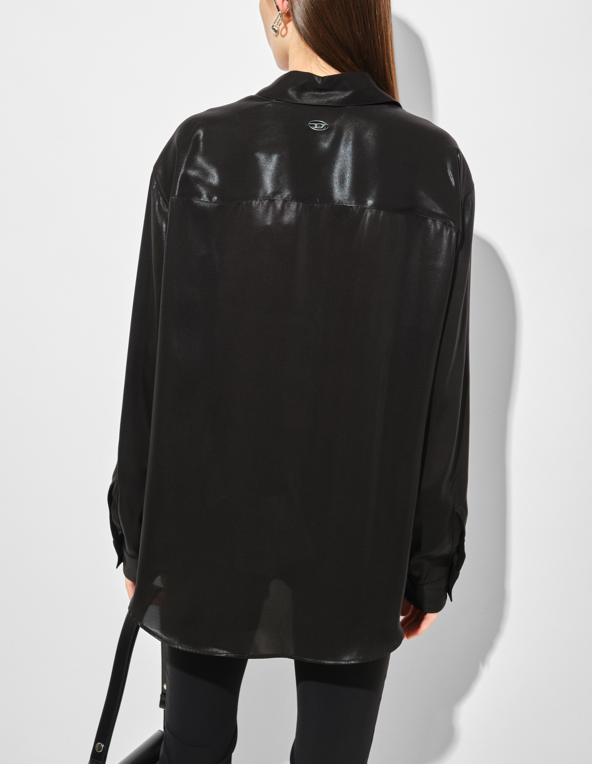 Черная блуза S-SIMPLY-C-WN-Q1 из ламинированной ткани Diesel | Фото 3