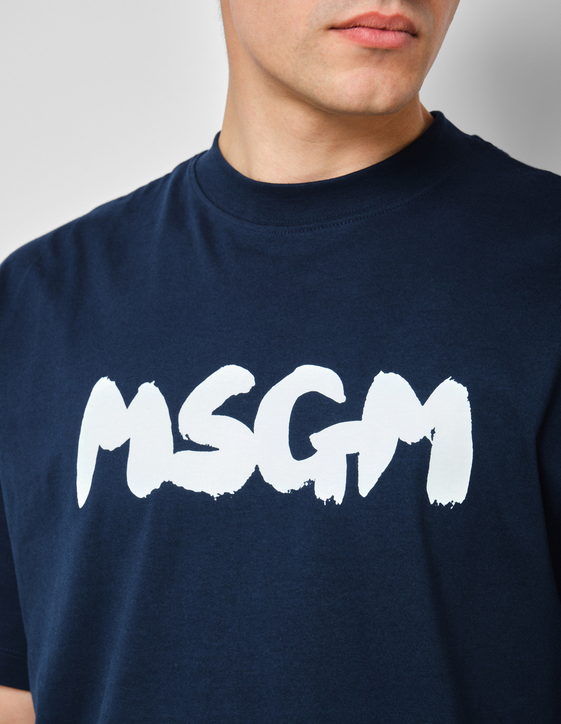 Синяя футболка с белым логотипом MSGM | Фото 3