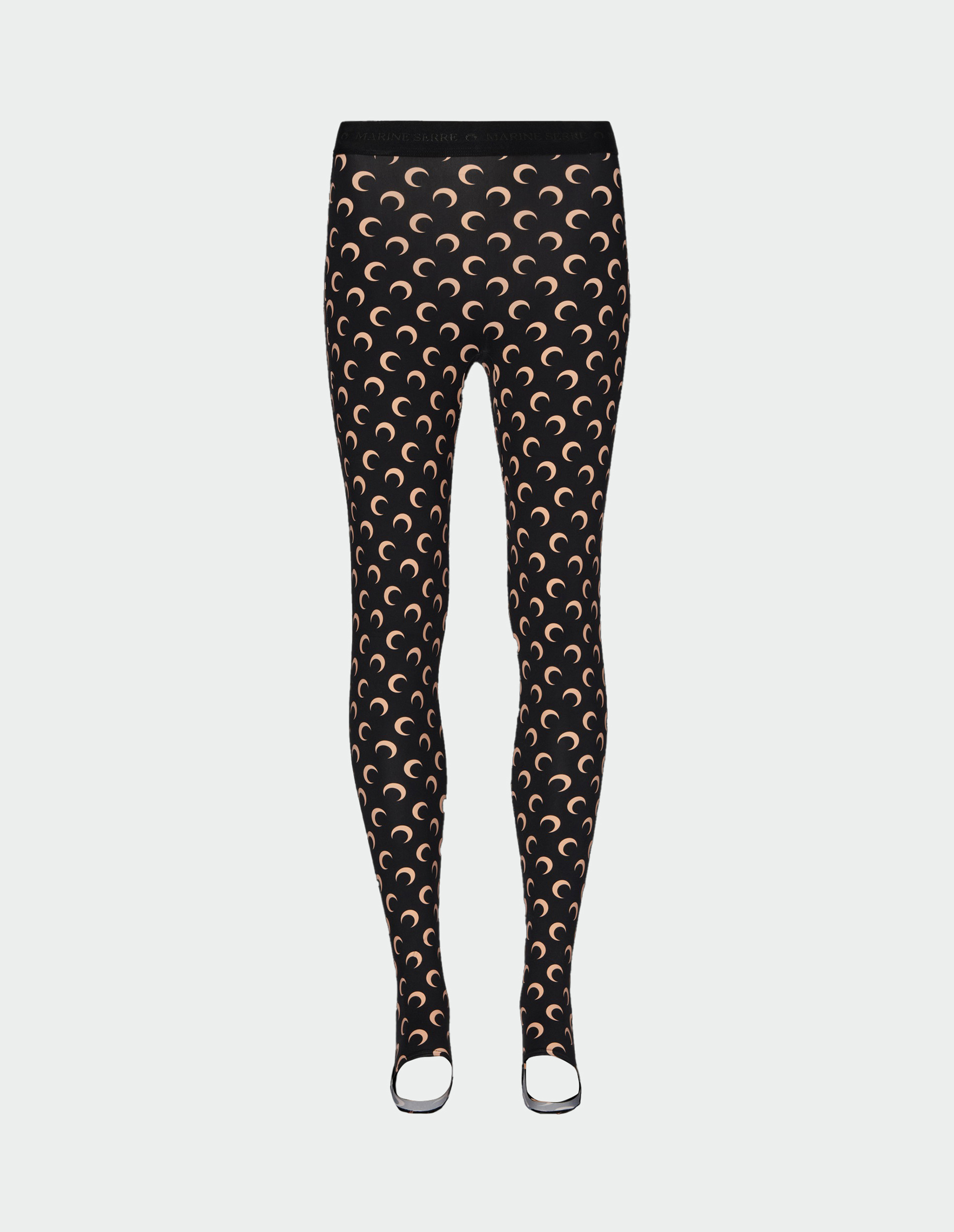 Черные леггинсы со штрипками и принтом All Over Moon 
RECYCLED MOON JERSEY STIRRUP LEGGINGS Marine Serre